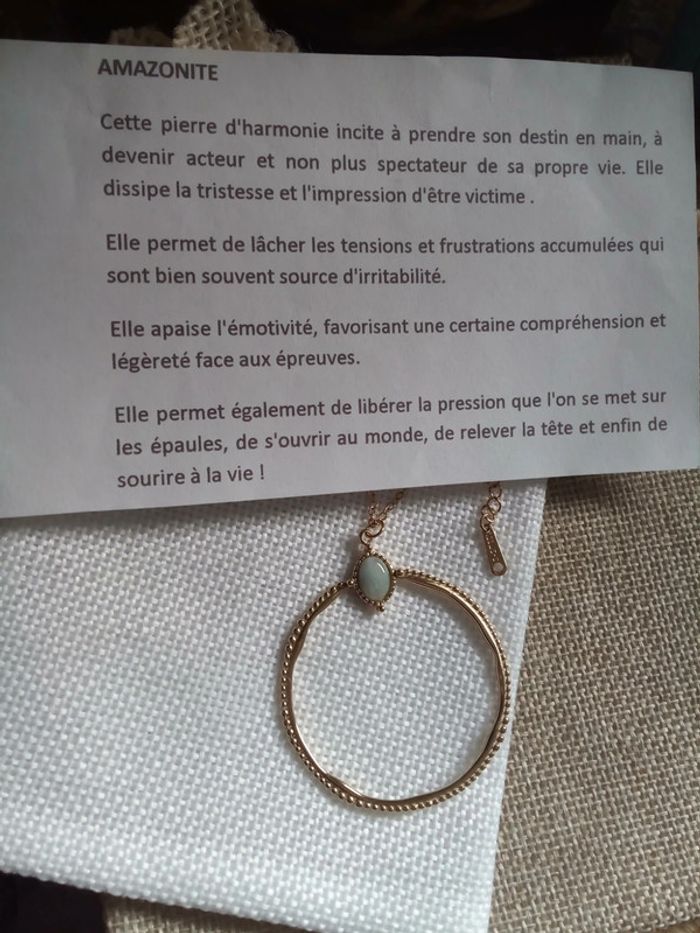 Collier bohème anneau et pierre d'amazonite - photo numéro 3