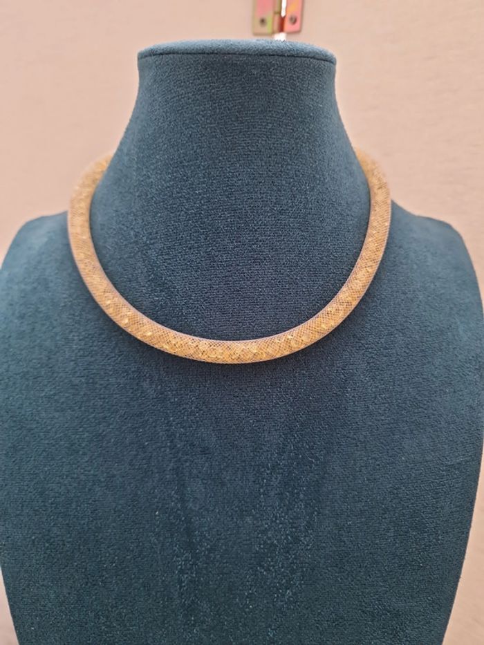Parure Créoles Cristal Noir Collier Ras De Cou Cristal Champagne - photo numéro 5