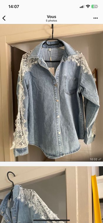 Chemise jean et dentelle réservée Lili