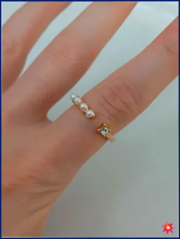 Bague dorée en acier inoxydable tendance femme