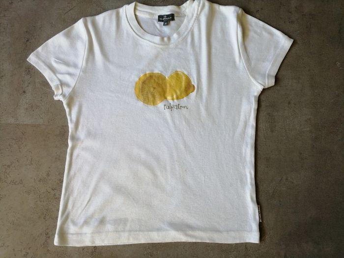T-shirt blanc et jaune Taille M Naf Naf