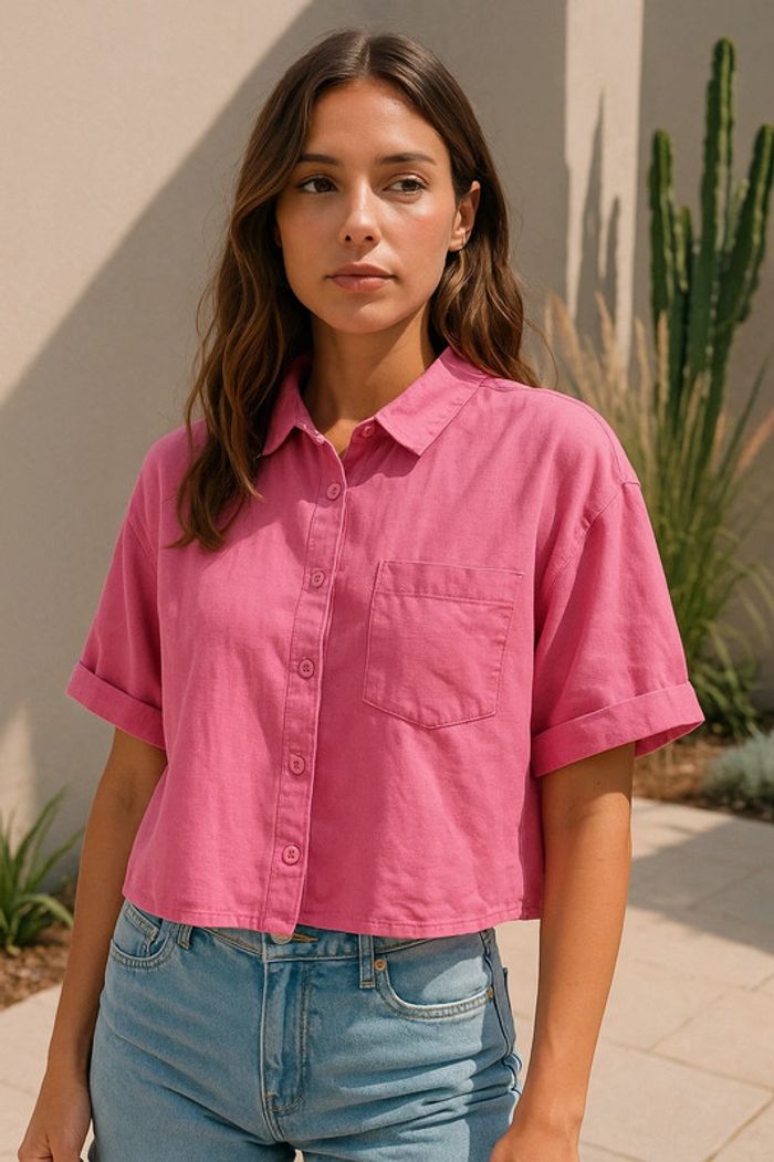 👚 Chemise courte rose Primark – Taille XS