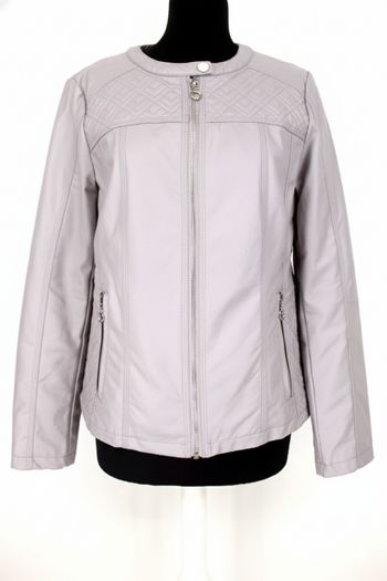Blouson Simili Cuir Matelassé Gris Clair T. M (38)