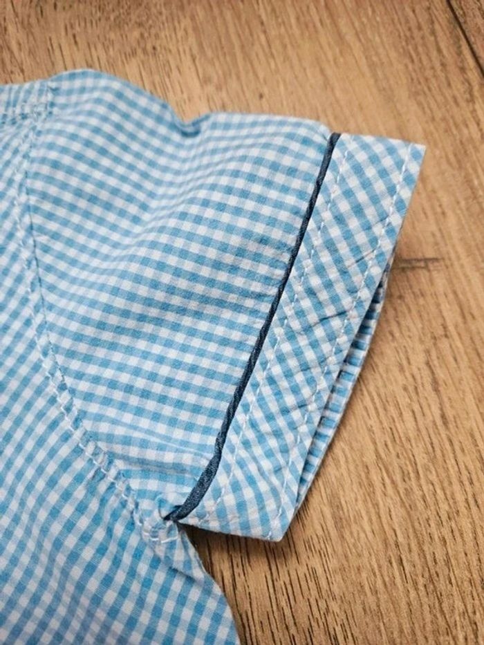 Chemise manches courtes vichy bleu clair et blanche Terre de marins 6 ans - photo numéro 5