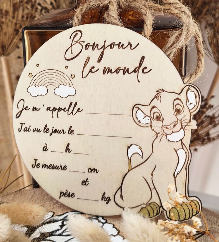 Jolie carte de naissance Lionceau 🦁 en bois