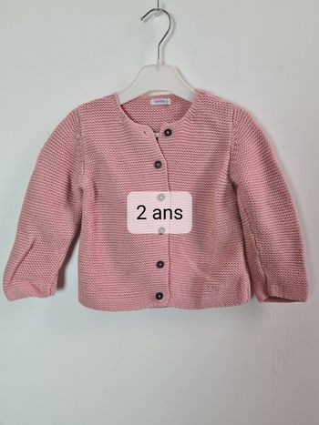Gilet maille laine rose Boutchou 2 ans