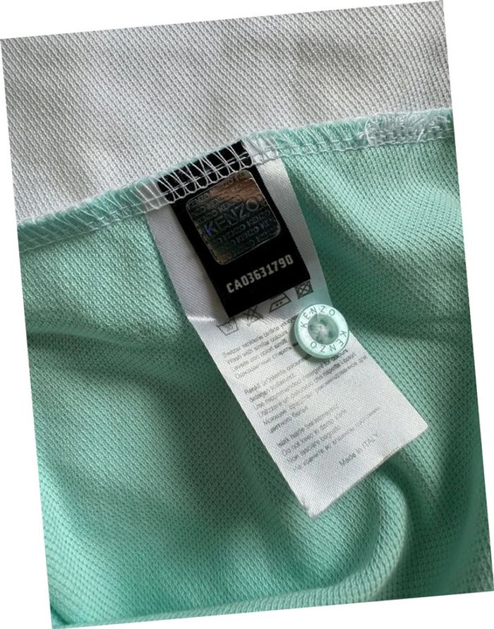 Polo Kenzo bicolore blanc et vert menthe 100% coton taille 3XL - photo numéro 9