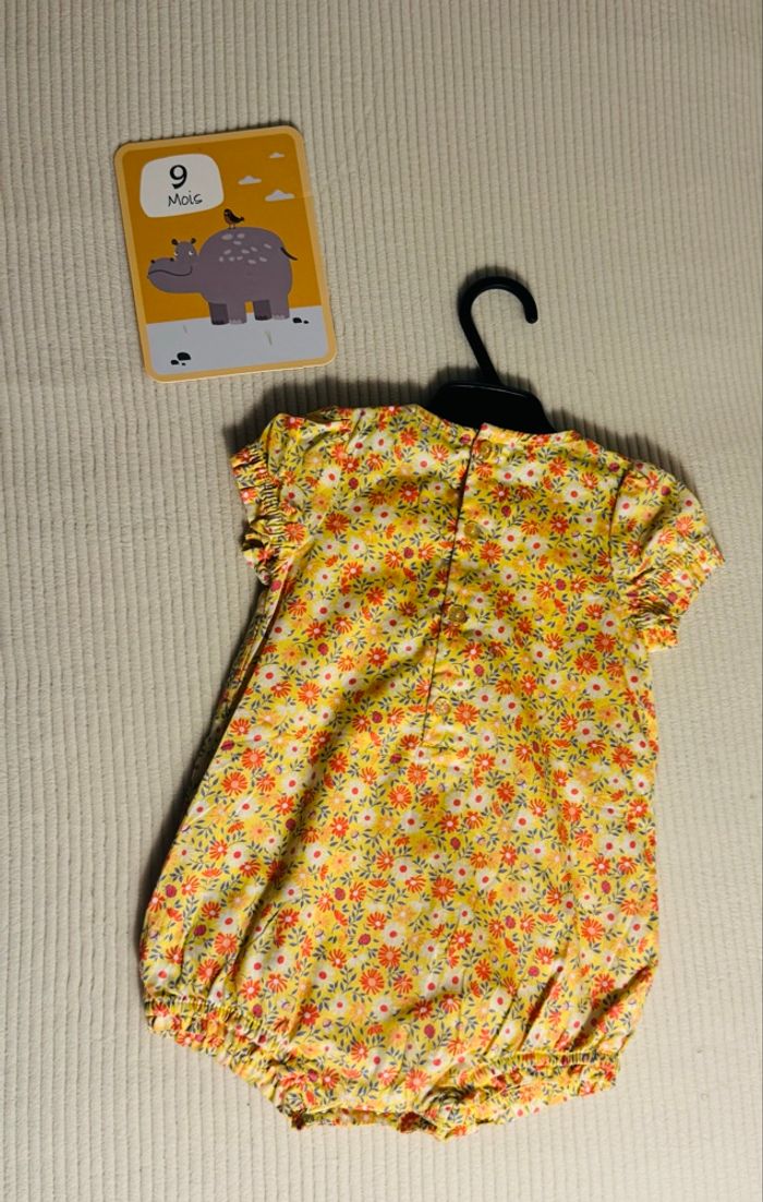 Barboteuse fleurie Sergent Major 9 mois jaune/orange été bébé - photo numéro 4