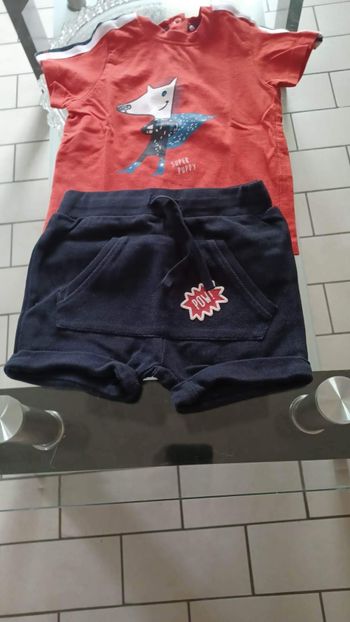 Ensemble short teeshirt 9 mois