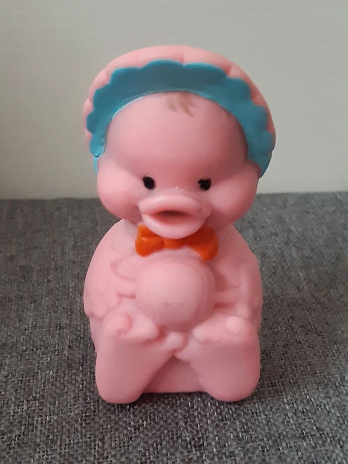 Jouet Pouet vintage : canard rose