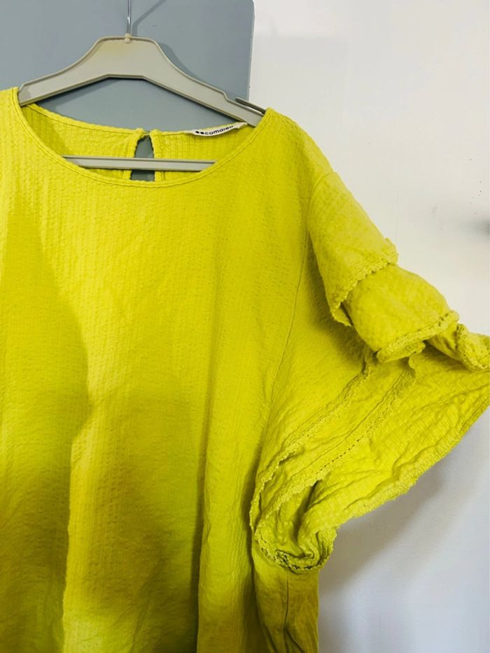 Magnifique blouse manches courtes en coton à volants • camaïeu • taille XL - photo numéro 4