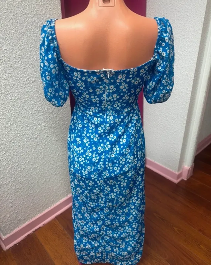 Longue robe fleurie bleue - photo numéro 3