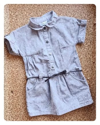 🌼 👗 Kidkanaï – Robe chemise 24 mois – Imprimé floral discret & ceinture tressée