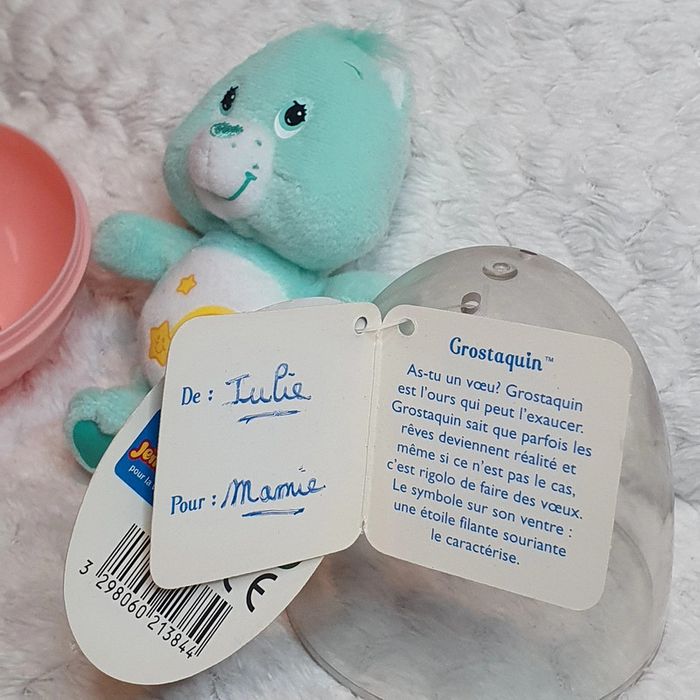 Vtg Care Bears gros taquin 2004 Mini Plush Wish CareBear in Plastic Easter Egg New - photo numéro 3