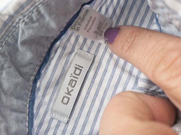 Chemise manches longues 3 ans Okaïdi Blanc rayure bleu clair - photo numéro 6