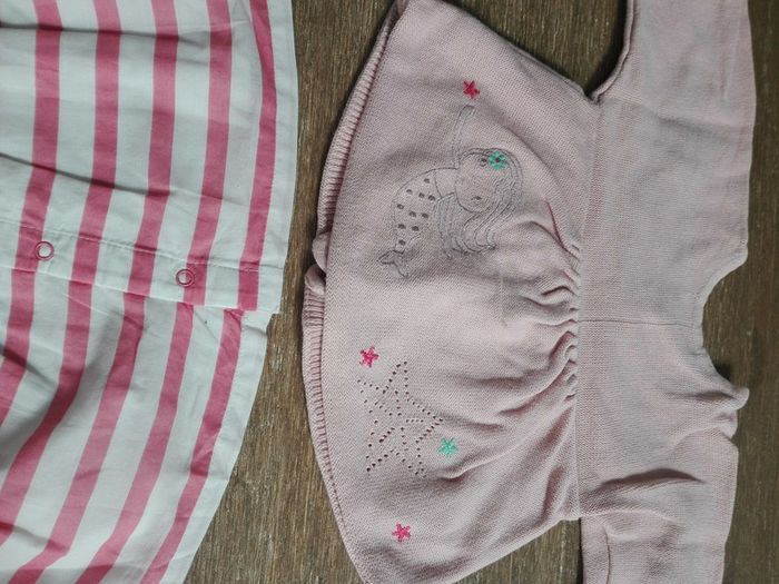 Ensemble été bébé fille 6 mois robe rayé rose mariniere gilet sirène étoile mer - photo numéro 2