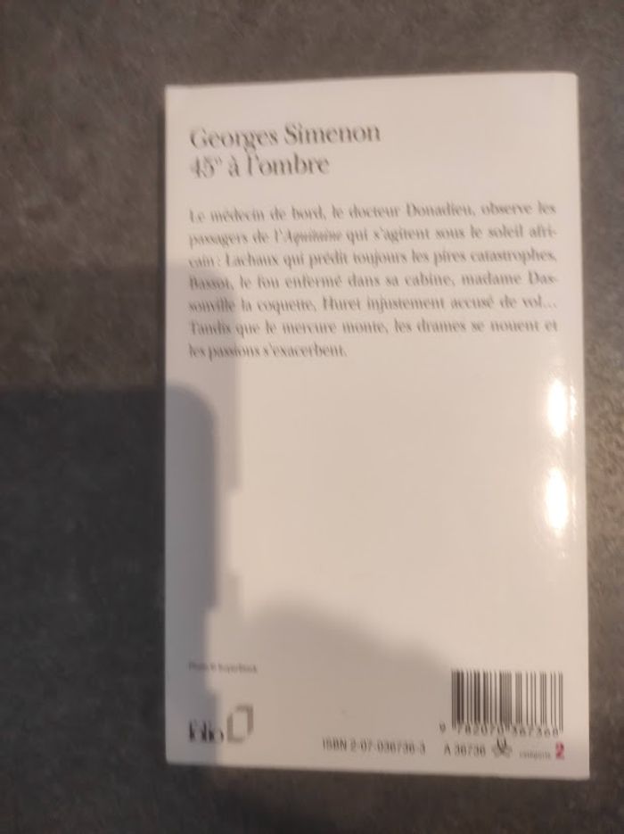45° à l'ombre Georges Simenon Folio 1997 - photo numéro 3