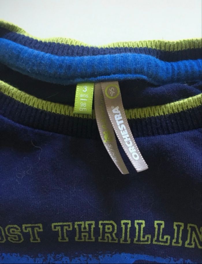 T-shirt manches longues TRÈS BON ÉTAT garçon taille 3 ans couleurs bleu et vert - photo numéro 4