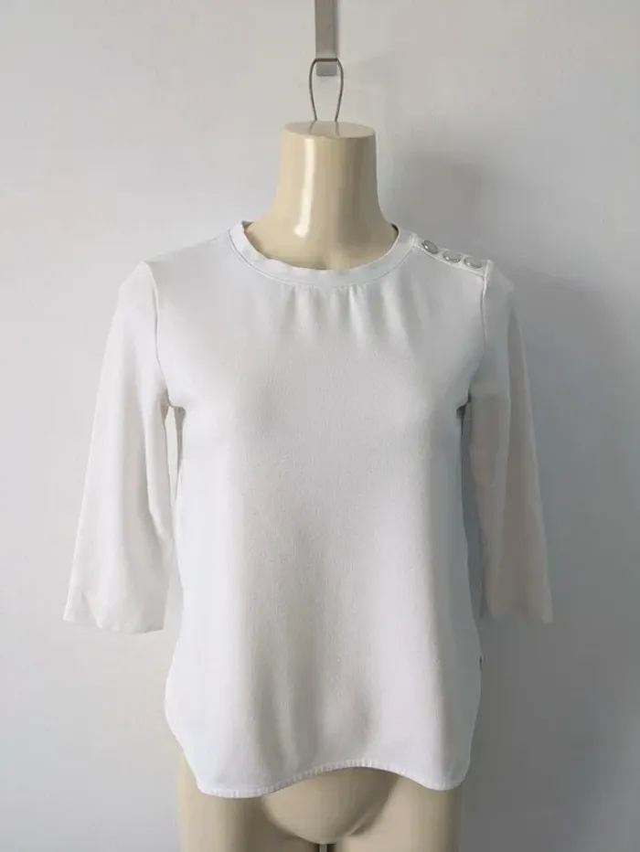 T-shirt blanc manches 3/4 - Caroll - taille XS