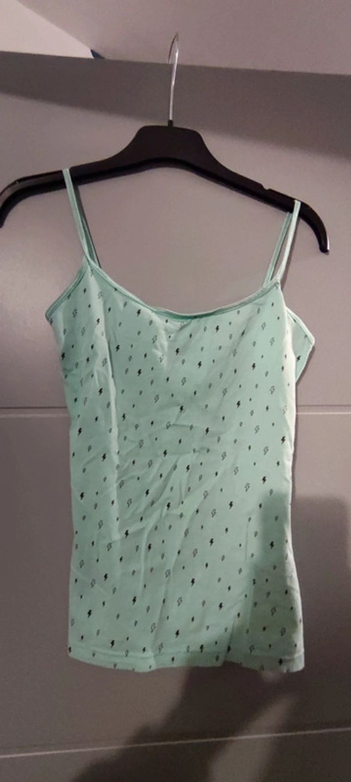 Débardeur H&M motifs éclair vert d'eau