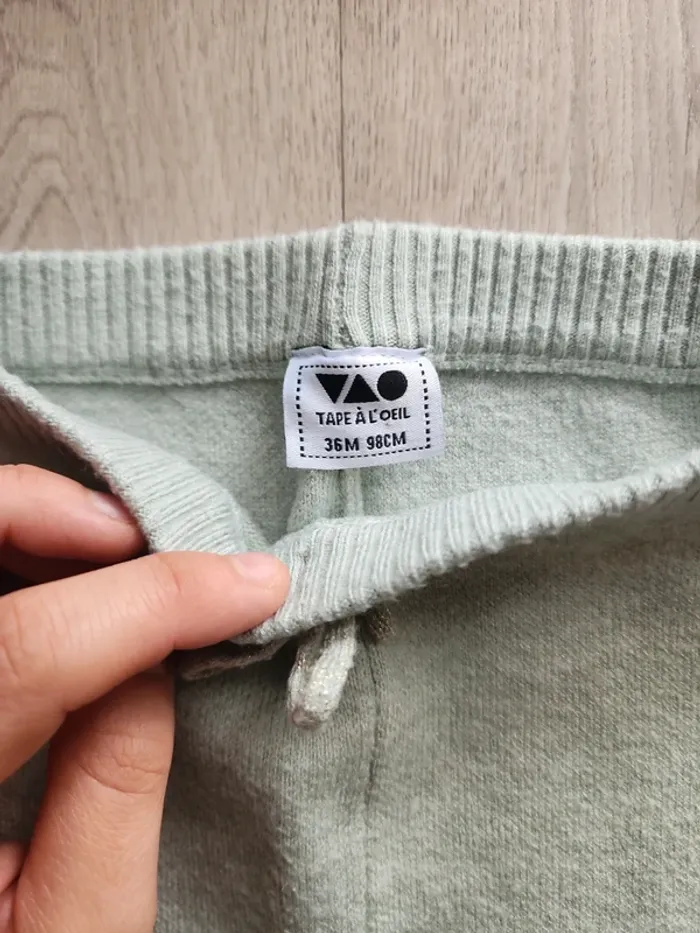 Pantalon hiver aspect laine vert d'eau 36 mois - photo numéro 3