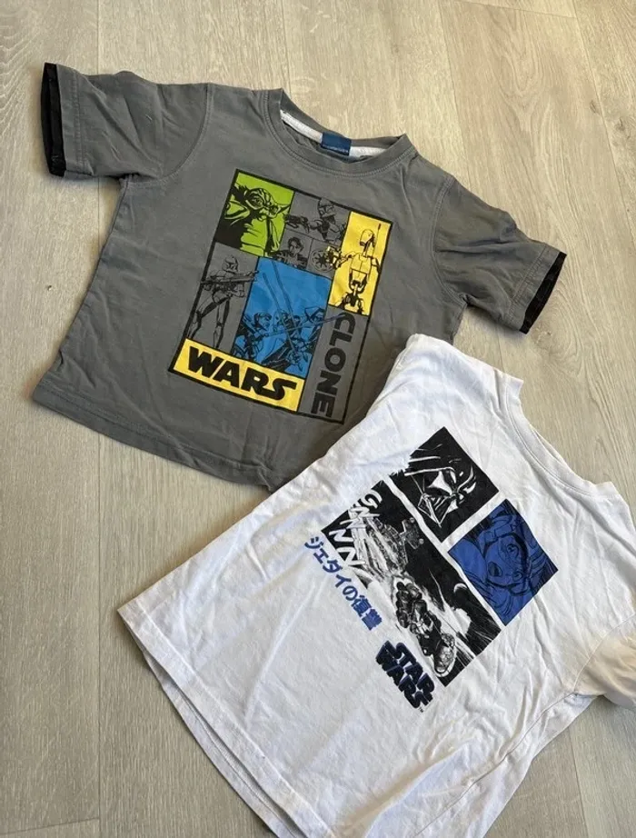 Lot 2 tee shirt star wars disney 6 ans
