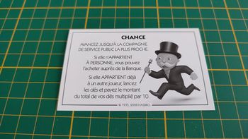 Carte chance Compagnie de service public pièce jeu de société Monopoly parties rapides Hasbro #C25