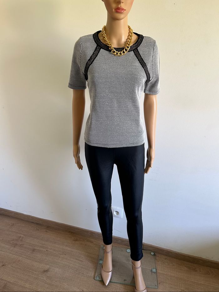 Blouse noire et grise à manches courtes Morgan taille L bon état - photo numéro 3