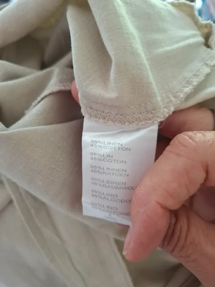 Pantalon  coton lin beige Étam T 42 - photo numéro 8