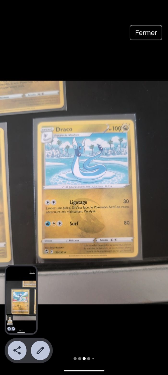 Lot de 3 cartes pokémon de mini draco a dracolosse - photo numéro 3