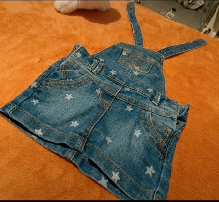 Salopette-Jupe Bébé Fille 9 Mois -Jean Étoiles (Parfait Printemps/Été)