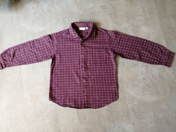 Chemise manches longues à carreaux bordeaux 10 ans Kiabi