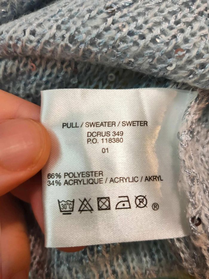 Pull Jacqueline Riu  gris chiné, détails sequins,  maille  douce, allure élégante - photo numéro 6