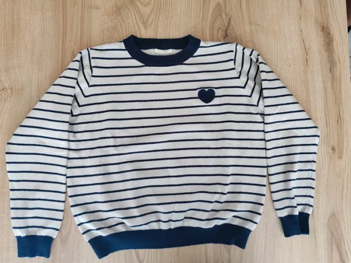 Pull col rond femme a rayures motif coeur Lili lala taille unique - photo numéro 4