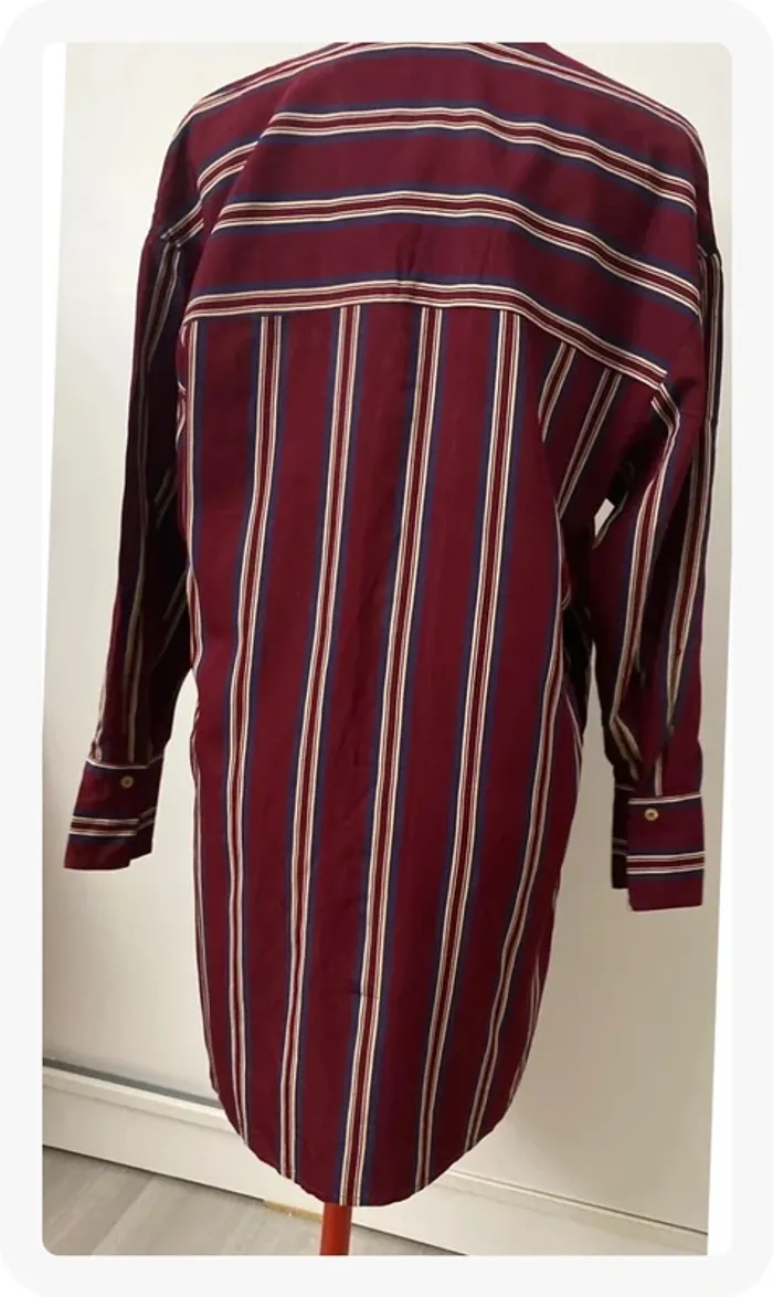 Robe chemise rayée bordeaux Mango - photo numéro 5