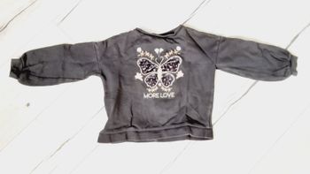 Vêtement fille pull noir motif papillon Vert Baudet 6 ans