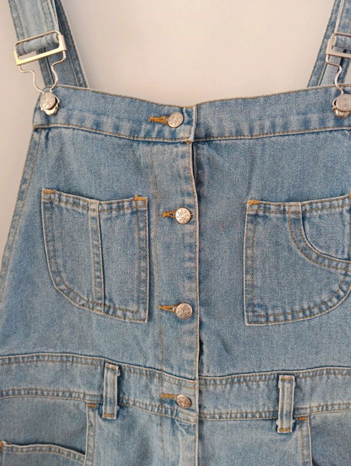 Salopette vintage courte en jean clair - photo numéro 4