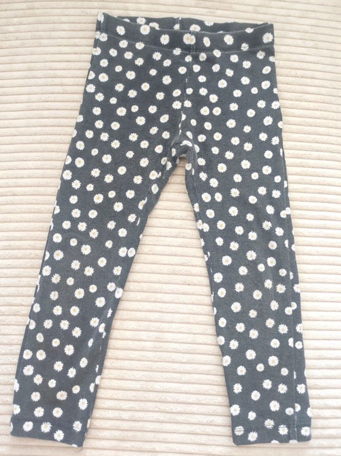 Legging gris fleur blanc jaune / Kiabi - 4ans / 98 - 107cm