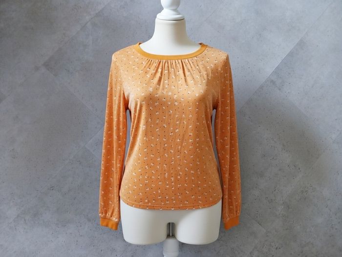 top fluide jaune imprimé manches longues Taille unique Neuf