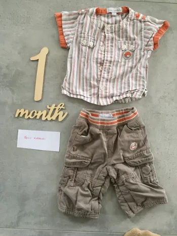 Ensemble pantalon + chemise manches courtes 1 mois