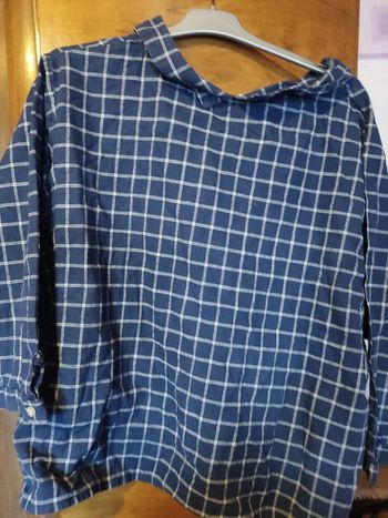 chemise bleu marine carreaux vintage taille 46