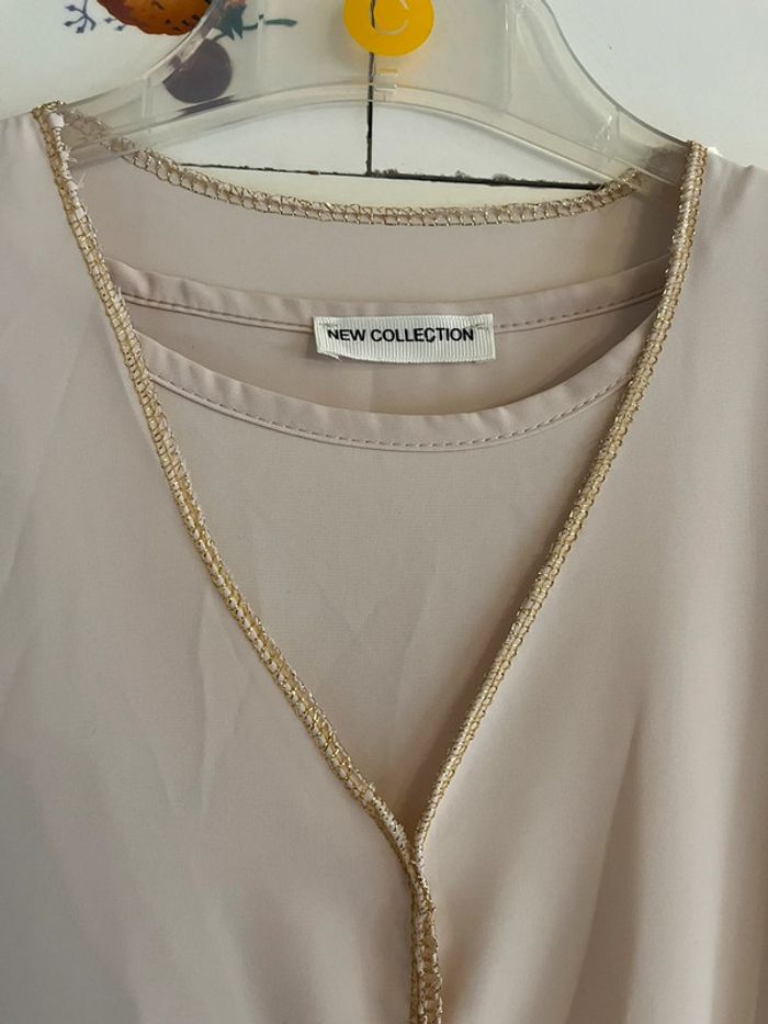 Abaya beige et dorée 2 pièces - photo numéro 2