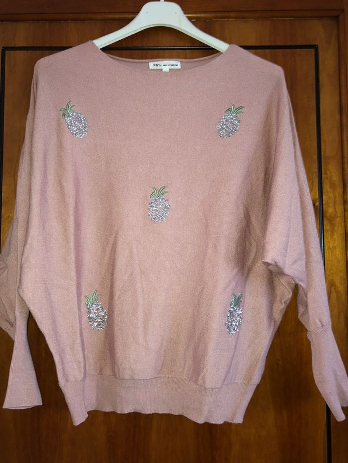 Pull rose ananas Millenium taille unique