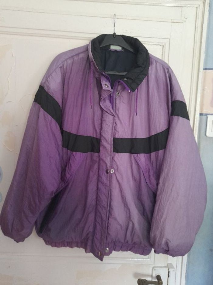 Blouson vintage violet et noir, taille 46/48