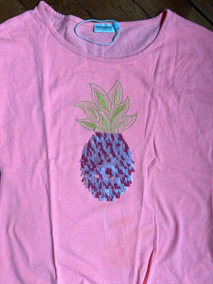 Neuf tee-shirt orange manche mi longue T10/12 ans - photo numéro 2