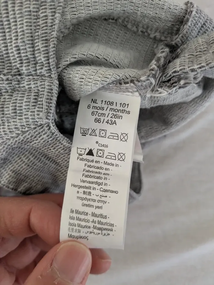 Salopette Courte Orchestra - 6 mois (67 cm) - Gris Gaufré Chic - photo numéro 4