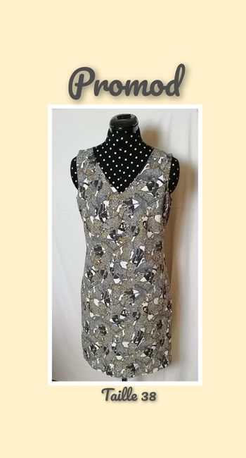 Robe à motifs leopard blanc noir gris jaune taille 38 Promod