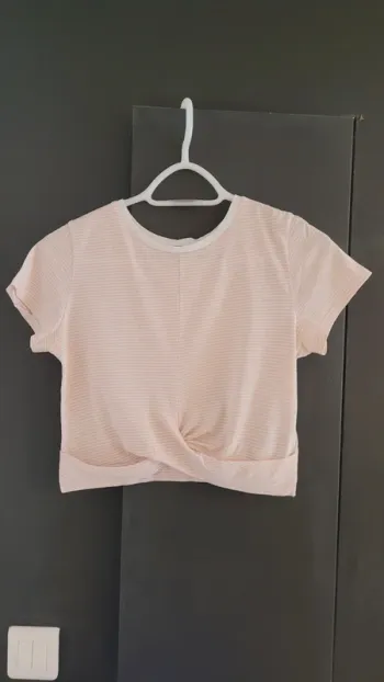 Crop top t-shirt court manches courtes col rond 50% coton