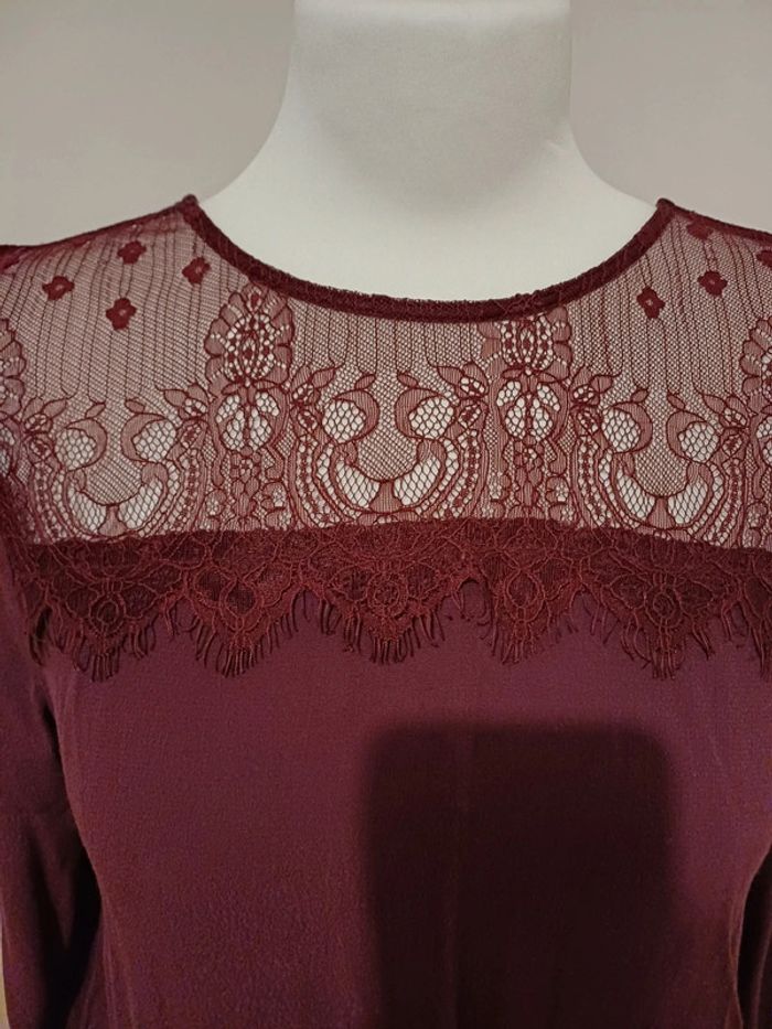 Blouse violette/bordeaux avec dentelle Collection IRL taille S 36 - photo numéro 3