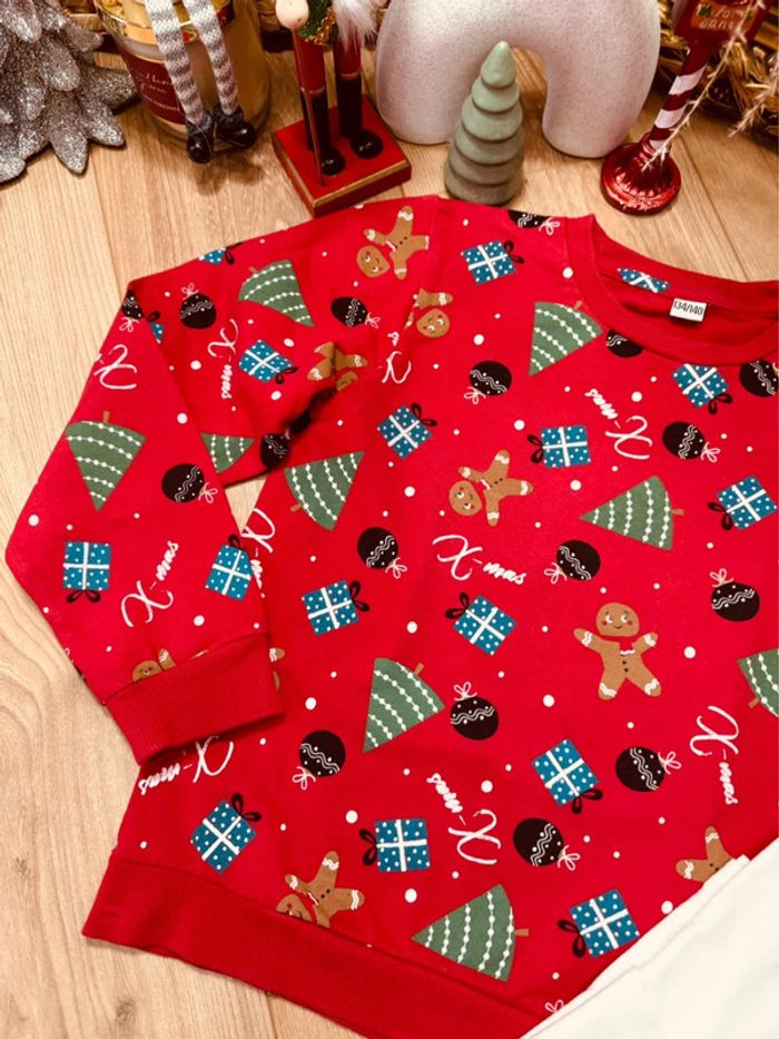 Taille 10 ans pull sweat-shirt et teeshirt Noël garçon Kiabi blanc rouge * sapin pain d’épices * 🎄 - photo numéro 2